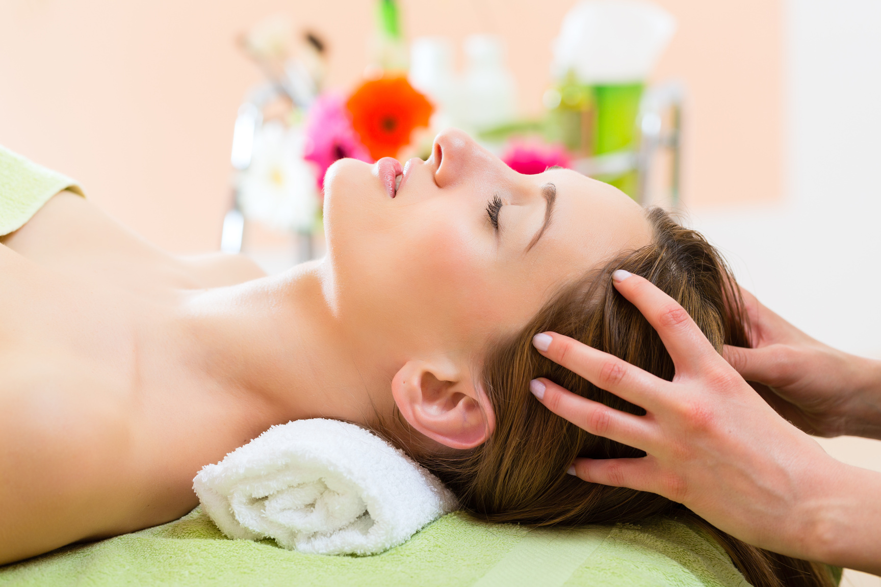 Wellness - Woman Getting Head Massage in Spa